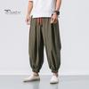 Весна Осень Мужские шаровары Шаровары Свободные завязывающиеся на шнурок эластичные карманы Глубокий шаговый шов с резинкой на щиколотке Однотонные спортивные брюки Повседневная одежда Спортивные брюки