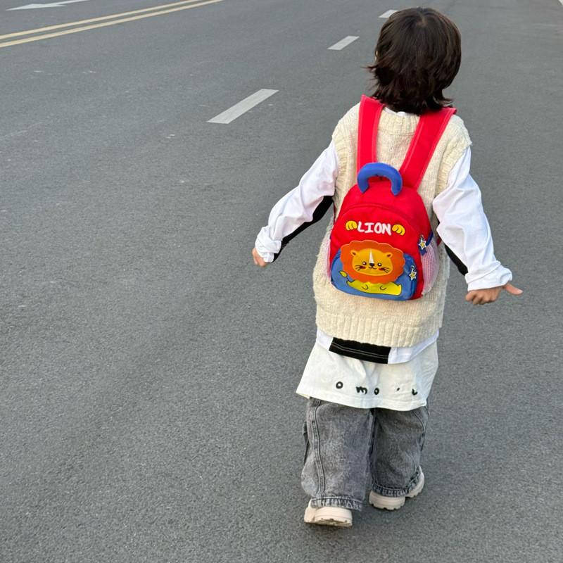 Рюкзак Стильный Дошкольный Для Мальчиков И Девочек С Очаровательным Дизайном Мягкий Нейлон Красный Бежевый Синий