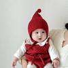 Cute Baby Winter Ear Protection Cap Solid Color Pompom Knitted Lacing Hat Windproof Warm Infant Toddler Earmuffs Beanie