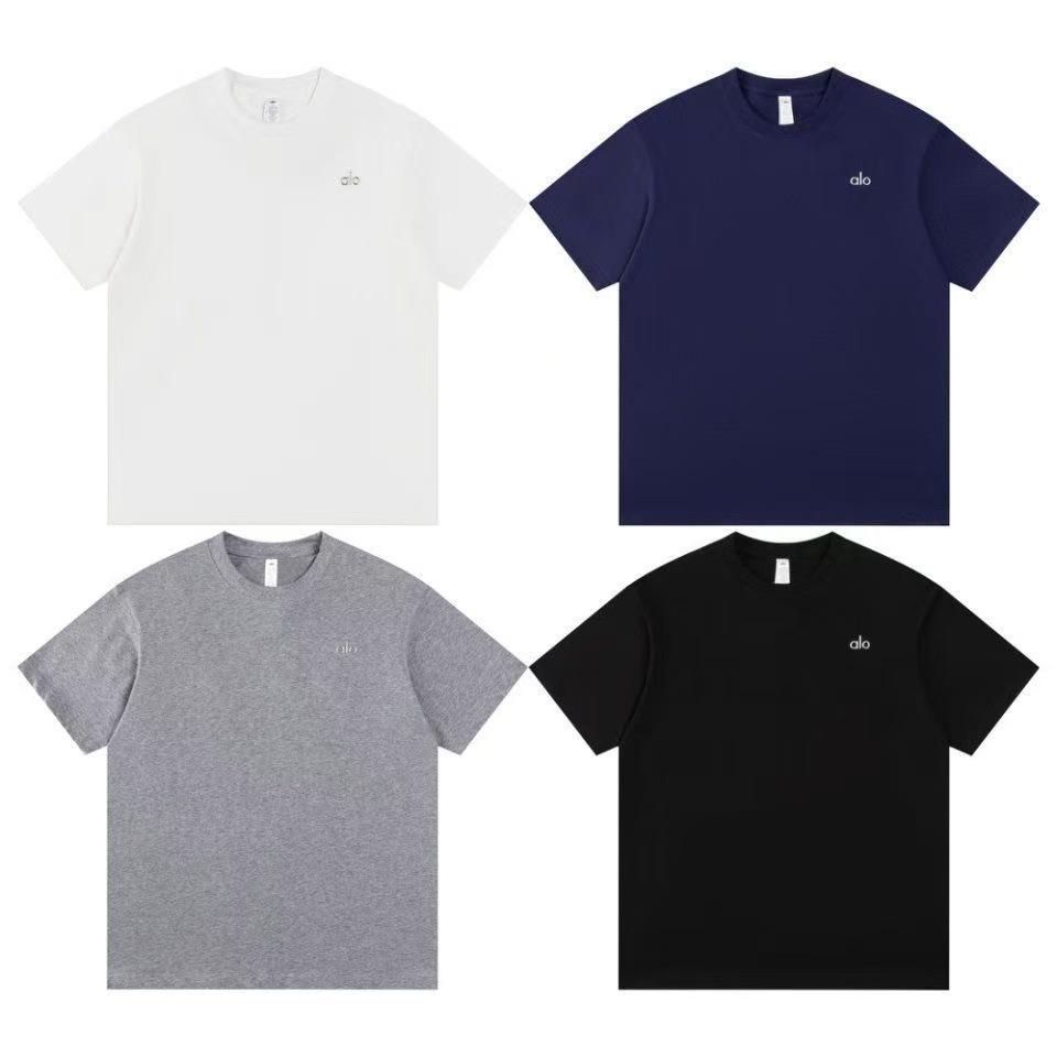 Повседневная хлопковая футболка Alo Summer со 3D серебряным логотипом, средней длины