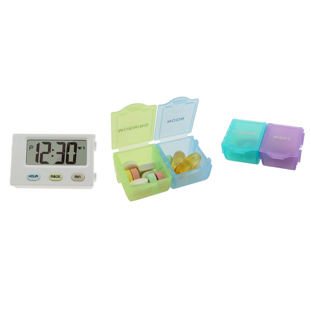 Dust proof Separated Pill Organizer Pill Box Case Electronic Timer Alarm Clock Reminder Medicine Storage Dispenser