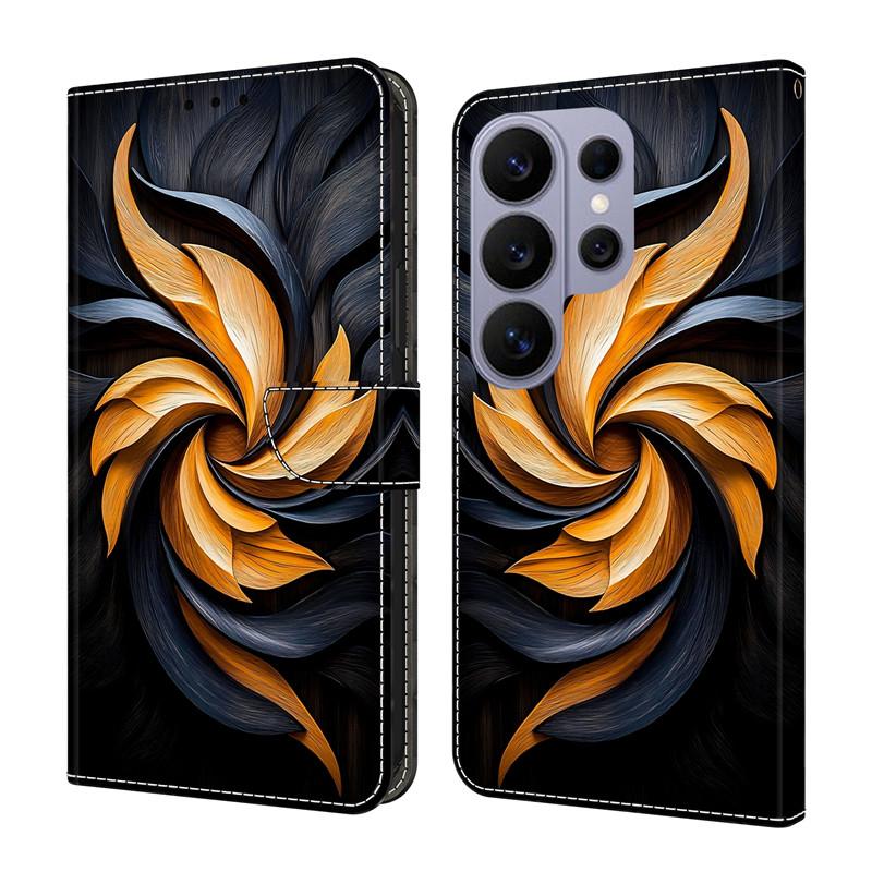 Кожаный чехол-кошелек для телефона Samsung Galaxy S26 S25 S24 Ultra FE Edge Plus 5G, чехол-книжка, магнитный кошелек, рисунок: цветок, олень, Capa