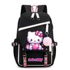 Kitty Cartoon School Backpack Teen Girls Kids Lightweight Oxford Fabric Bookbag With Padded Shoulder Straps 20-35L Capacity