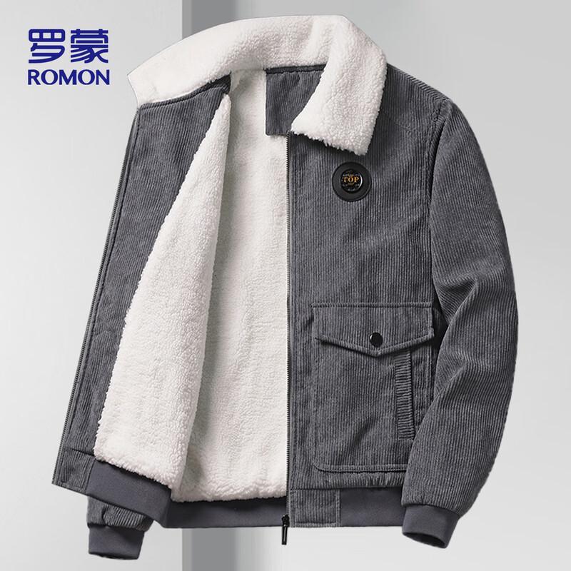 Romon Men's Fleece-Lined Corduroy Jacket