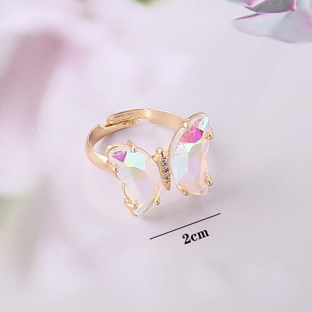 Personality Women Girls Korean Butterfly Open Ring Crystal Fashion Jewelry Finger Rings