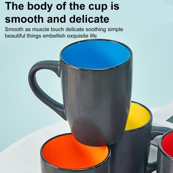 Керамическая кофейная кружка с красочной внутренней частью, легко моющаяся ручка, чашка для чая, 16 унций, матовая чашка для напитков, латте, капучино