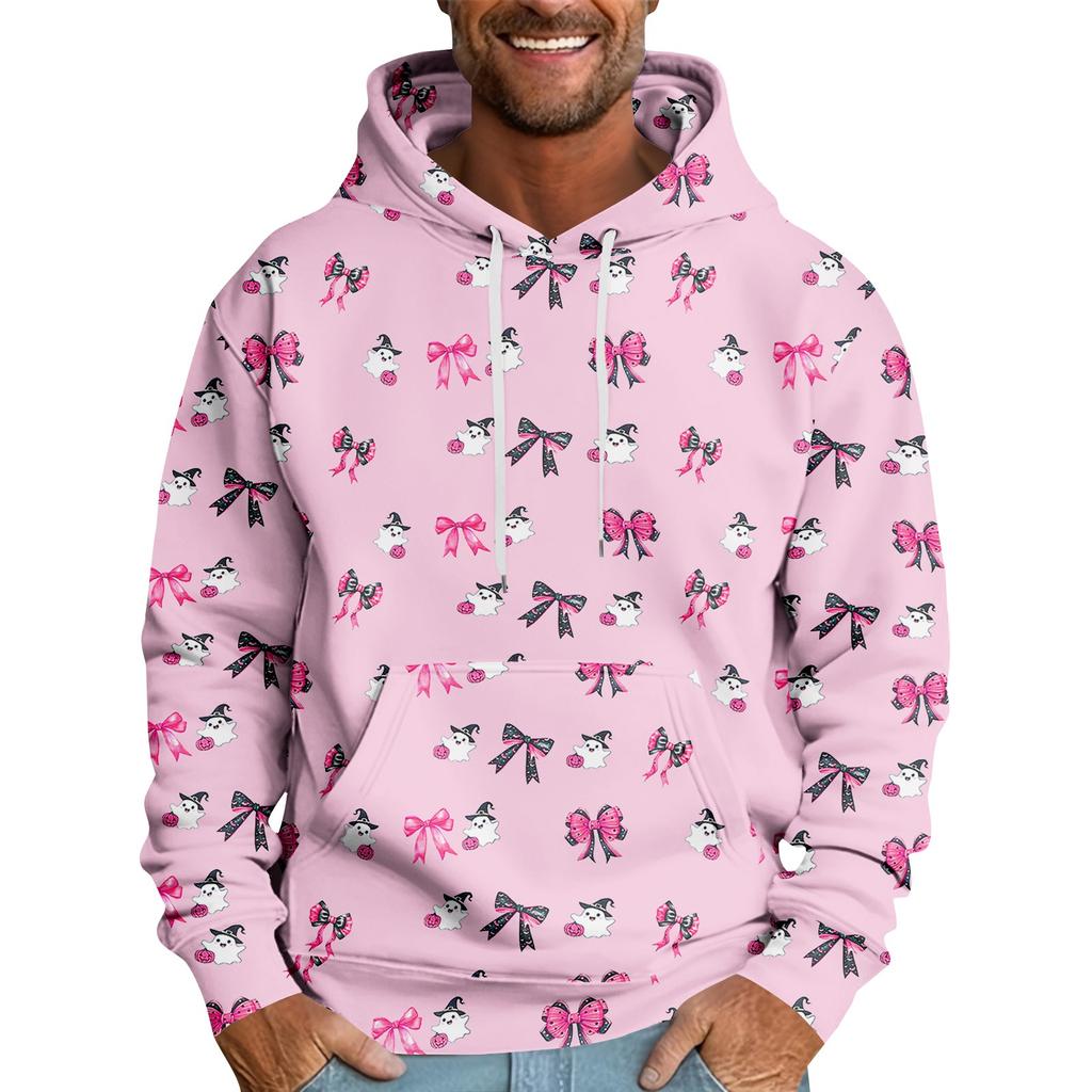 Halloween Print Men's Loose Hooded Sweatshirt