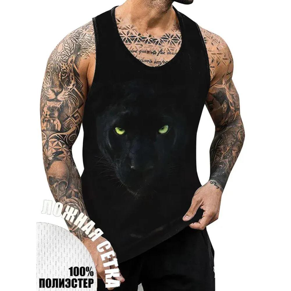 Летний топ с круглым вырезом и 3D-принтом с животным узором, модная повседневная мужская майка без рукавов