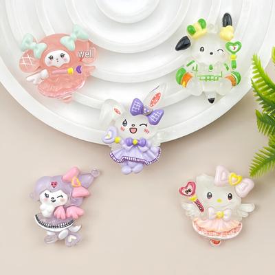 Светящиеся аксессуары из смолы для DIY с персонажами Sanrio: Крем-клей Ручная работа Зажим для волос, Брелок, Магнит на холодильник, Украшение для телефона.