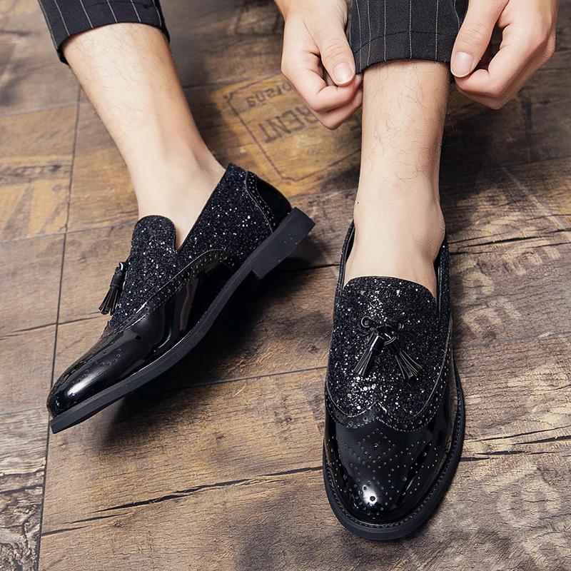 Tassel Design Loafers Gold Party Low Heel Business Affairs Casual Bright Leather Soft Soled Comfortable Mocasin Driving Shoes