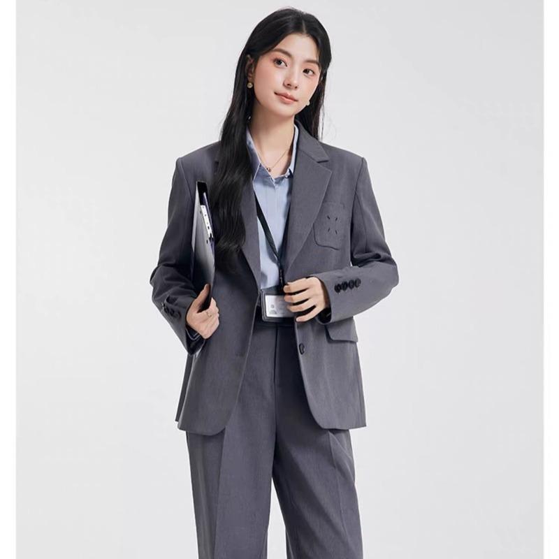 Women Suit Set Classic Two Piece Blazer and Pants Formal Office Wear Spring Autumn Simple Elegant Outfit