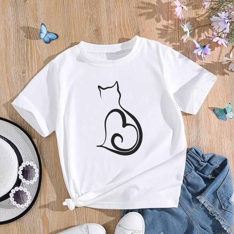 (Asian Size) T Shirt Women Cat Sweet Pet Trend Animal Sweet Print Tee Top Fashion Female Clothing Short Sleeve Graphic T-shirts