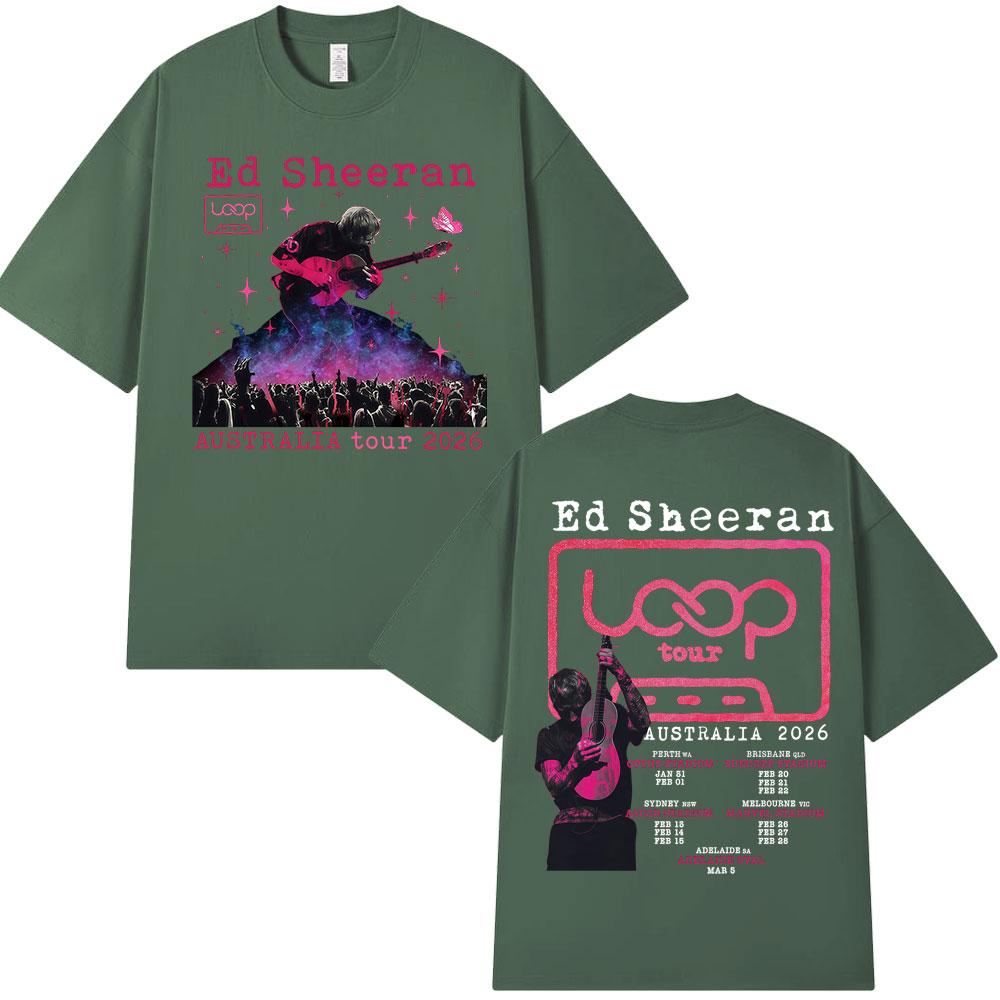 Ed Sheeran Loop Tour Australia 2026 Tour Tshirts Unisex Women Clothing Fashion Hip Hop Casual Cotton Oversized T Shirts Streetwear