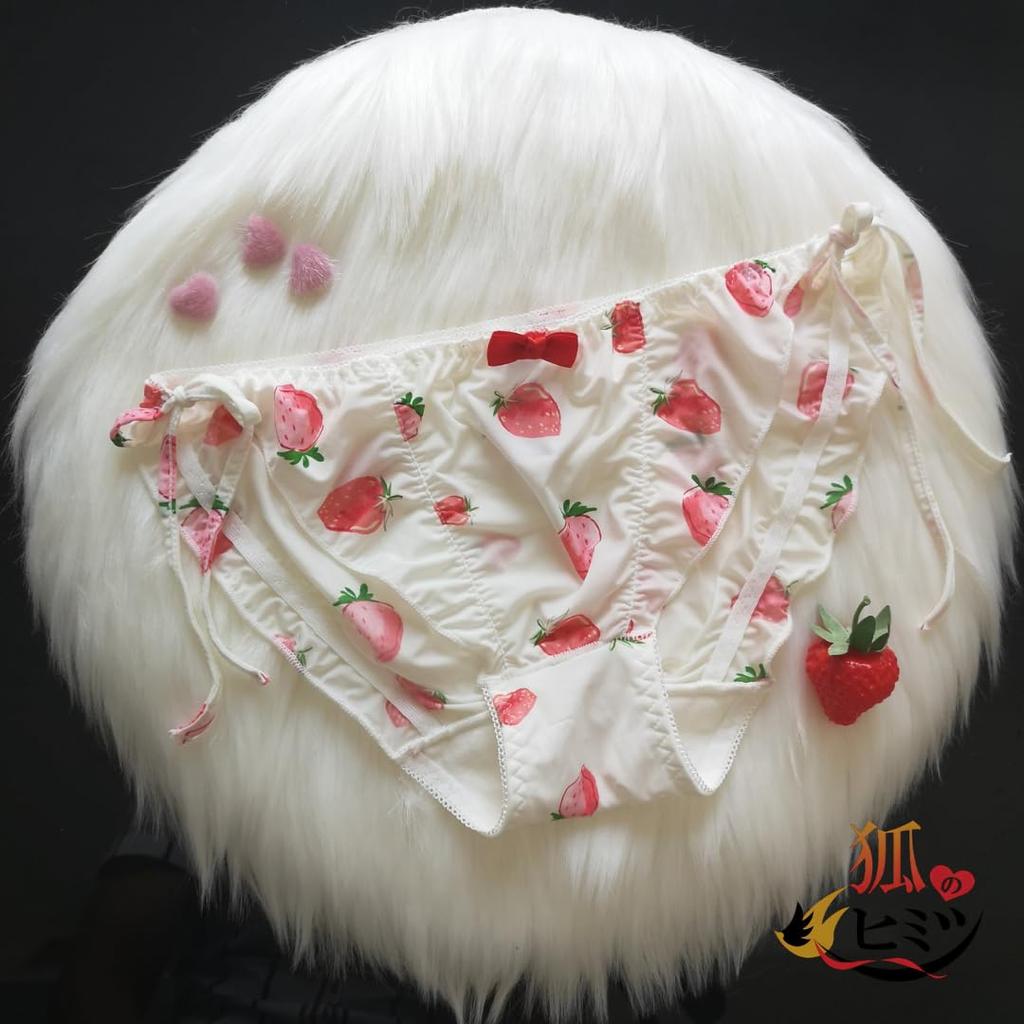 Untied String Panties for Set Plus Cute Crossdressing Adjustable Panties for Crossdressing and Cosplay [Fox Secret] Crossdressers, 2-Piece (Strawberry