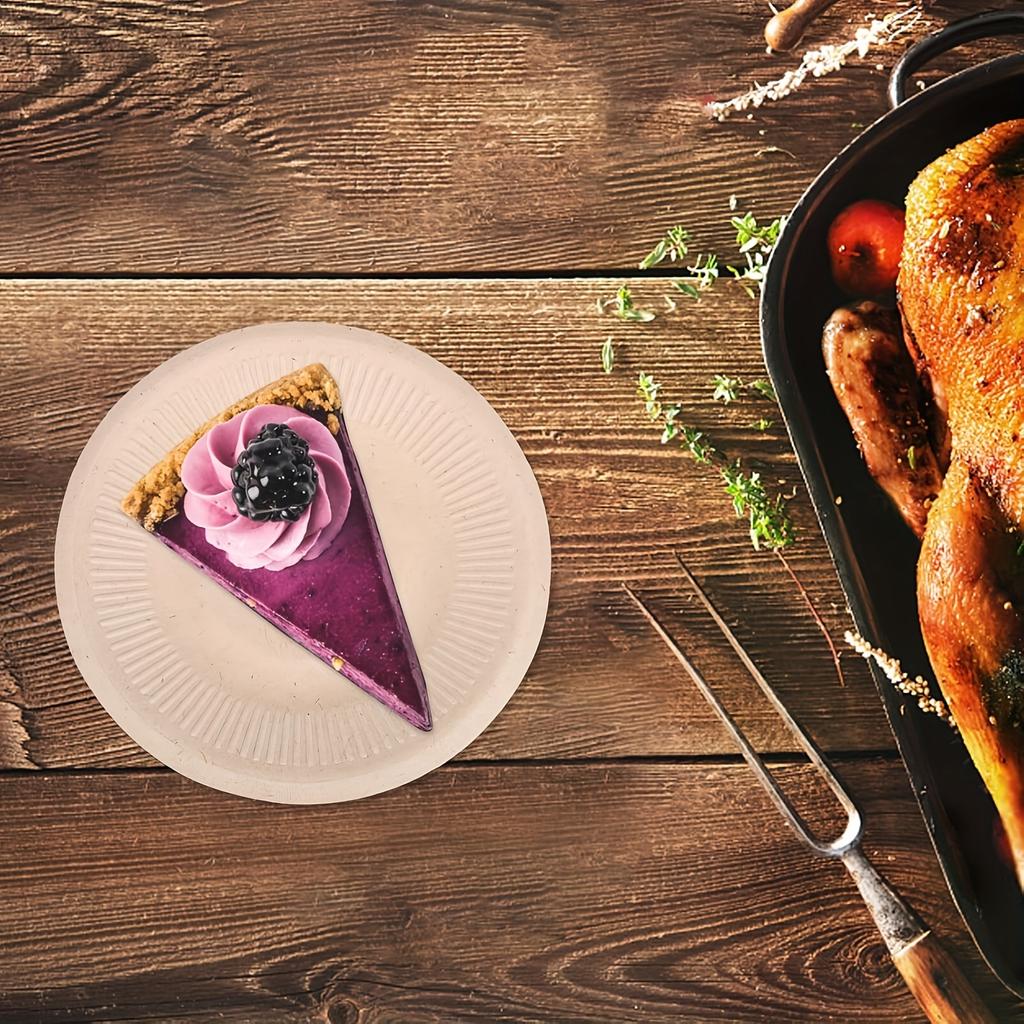 1 комплект/50 шт. Круглая обеденная тарелка, 50 шт. 8-дюймовая одноразовая обеденная тарелка, десертная обеденная тарелка, обеденная тарелка для закусок на свадебный торт