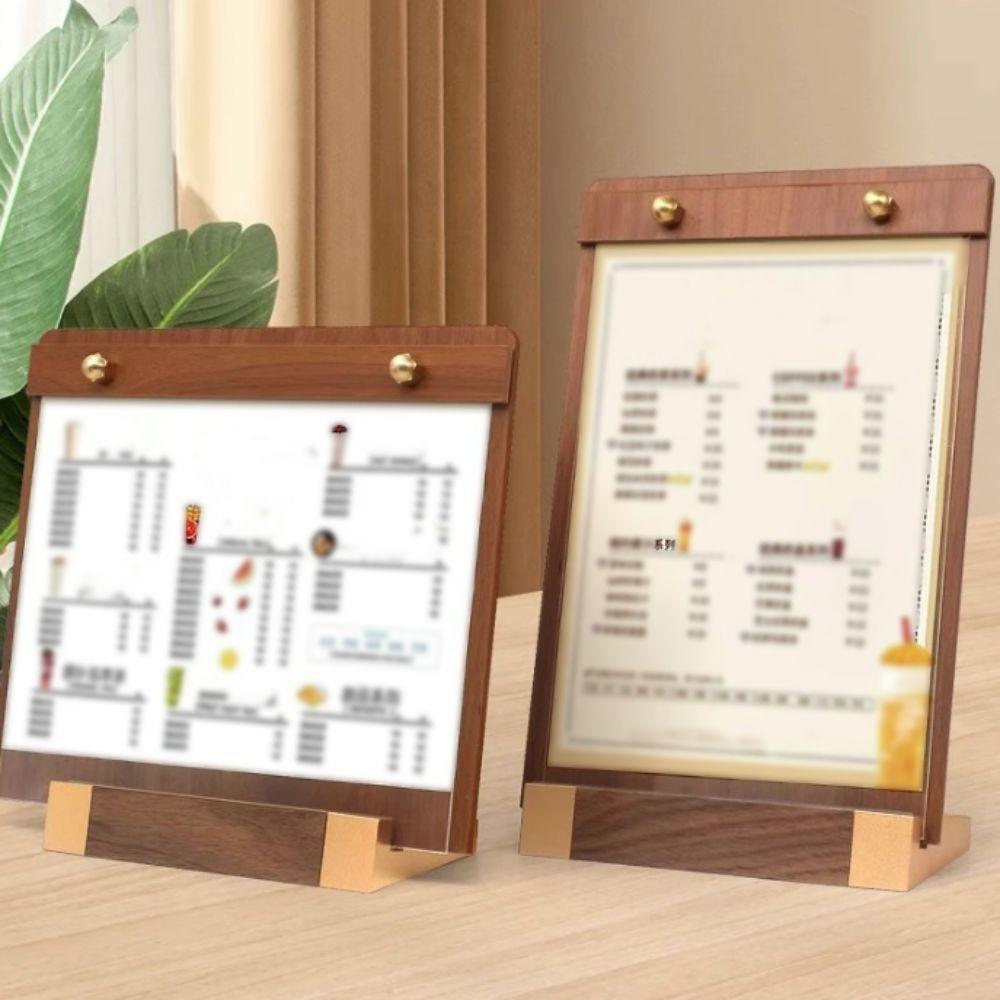 Horizontal/Vertical Walnut Wood Menu Clipboard A4/A5 Menu Flyer Paper Stand Wedding
