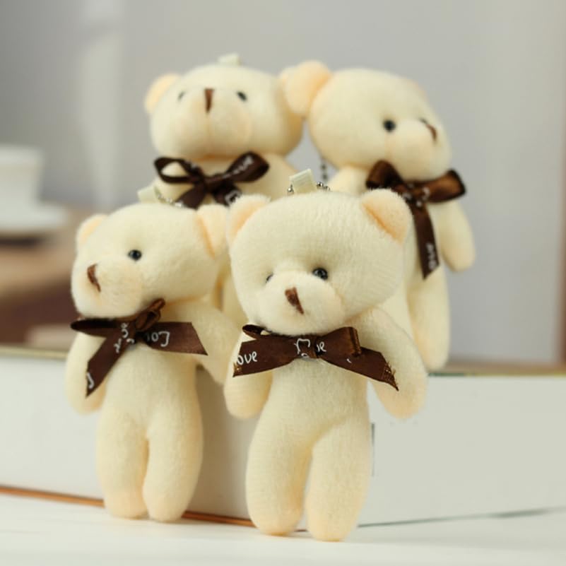 ERINGOGO Mini Bear Plush Toy Keychain Set Lightweight Compact Hanging Bag Charm Soft PP Cotton Handmade DIY Decorative 10-Piece