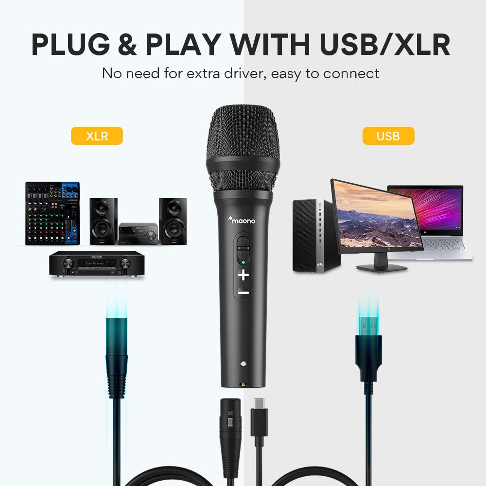 MAONO USB Динамический микрофон для живых выступлений, вокала и караоке (AU-HD300) События!