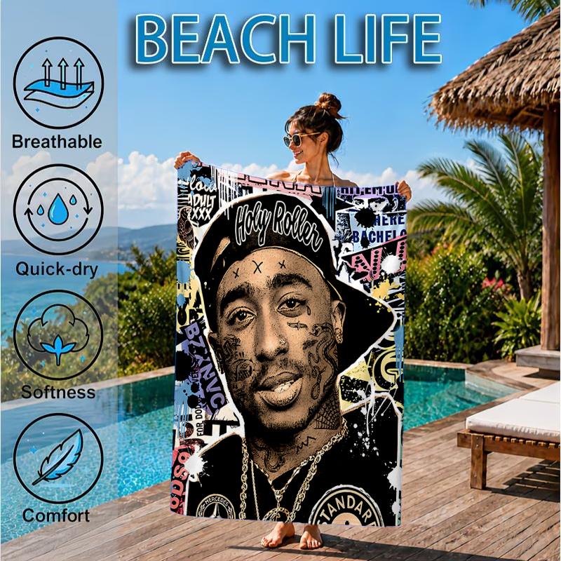 Rap Legend In Blue Beach Towel, Microfiber Beach Towel, Perfect For Pool, Beach, Travel, Home Decor Beach Party Fan gifts
