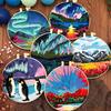 1 PC Landscape Oil Painting Pattern Embroidery DIY Fabric Craft Set with Tools