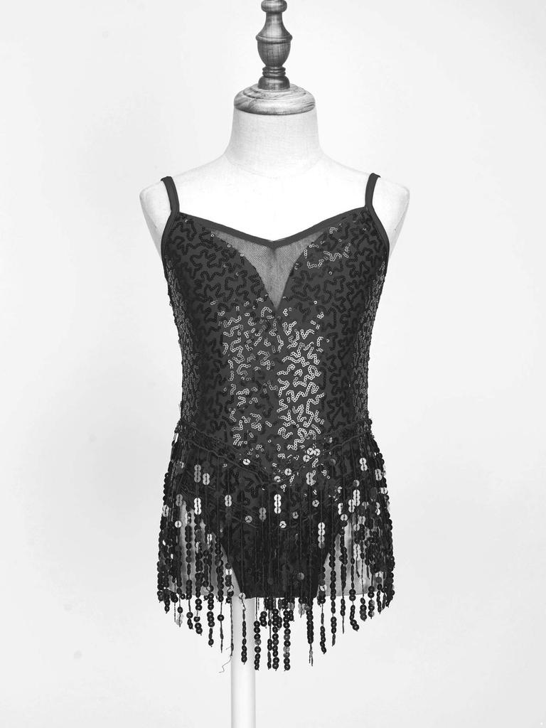 Платье для танго для латинских танцев для девочек, детское платье с кисточками и блестками, платье для профессиональных соревнований, бальных танцев, самбы, румбы, джазового платья