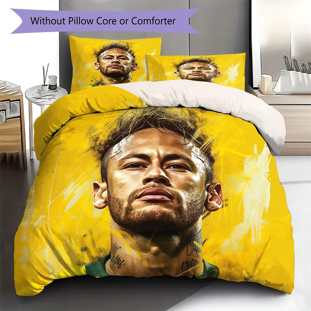 Neymar Pattern Bedding,Quilt Set Quilt Cover Pillowcase Home Birthday Gift(1 * duvet cover + 2 * pillowcase, without core)
