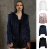Women's Faux Fur Jacket Warm Plush Round Neck Coat Autumn Winter Long Sleeve