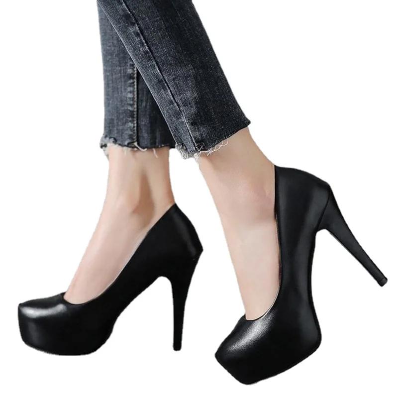 2024 2024 High Heels Women Stiletto Princess Waterproof Platform Nightclub Super Pumps Single Work Shoes Black Woman's Wedding Shoes