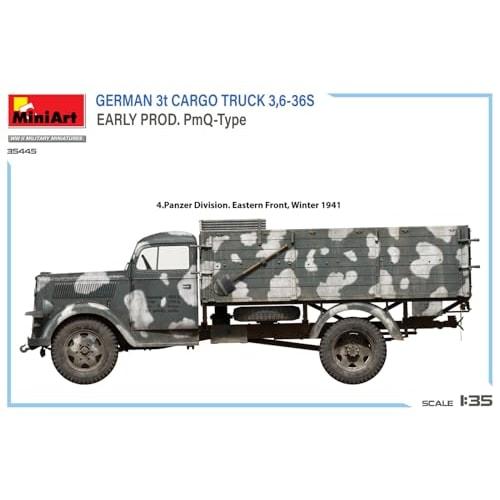 Miniart 1/35 Scale German 3-Ton Cargo Truck 3,6-36S Early Model PmQ Type Plastic Model MA35445