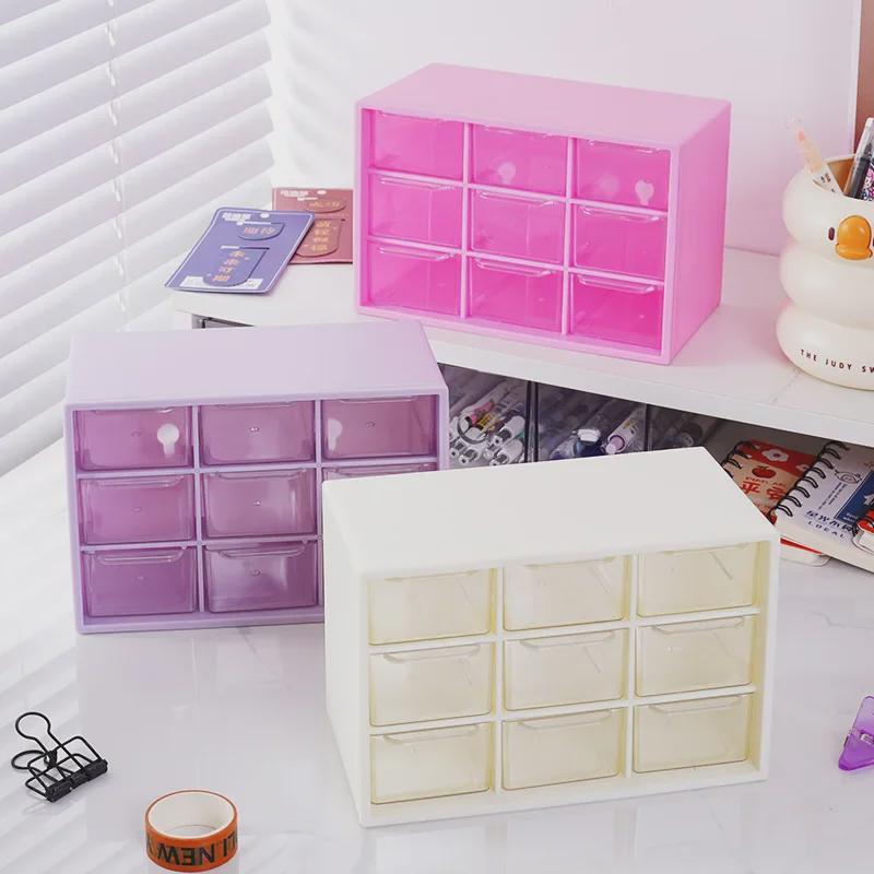 Прозрачный органайзер для украшений и аксессуаров для волос из девяти сеток для хранения на рабочем столе