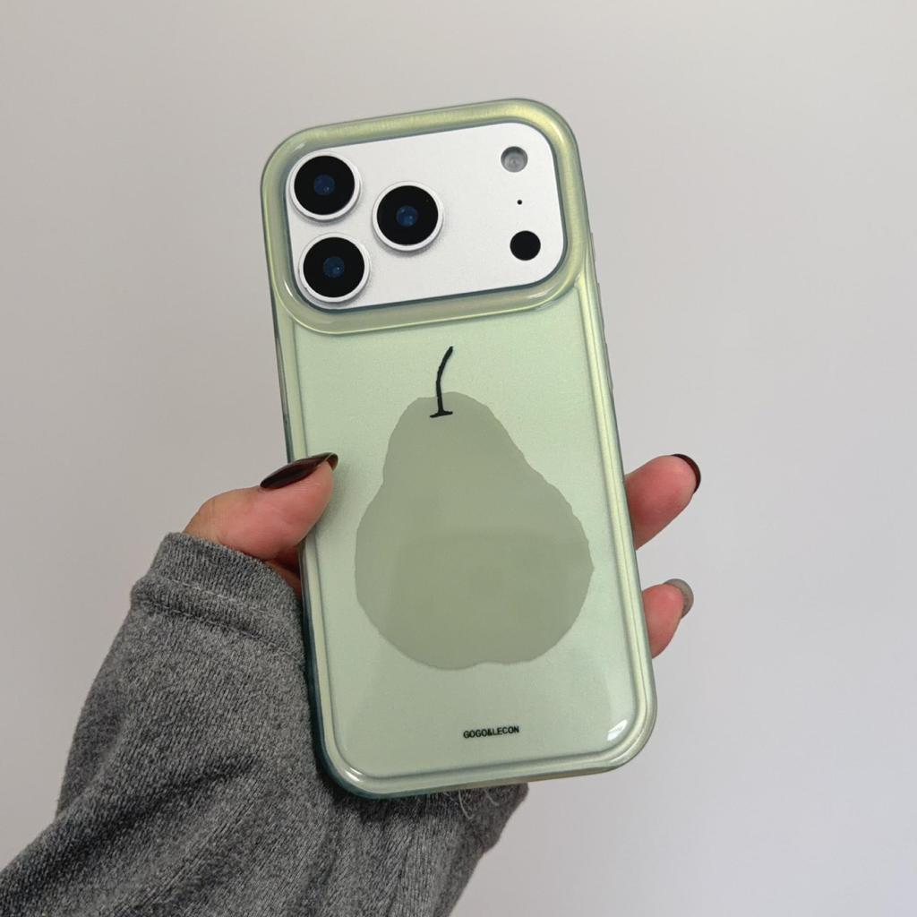 Простой зеленый чехол Mambo Snow Pear для моделей iPhone 13-17, iPhone 16 Pro Max и Apple 15, Двухслойная защита