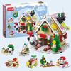 Рождественский НОВЫЙ 302 шт. Сборные блоки DIY Рождественская тематическая хижина машина Санта-Клаус Рождественская елка 6 в 1 Блок-комплект Украшение Модель Игрушка Мальчики Девочки Подарок