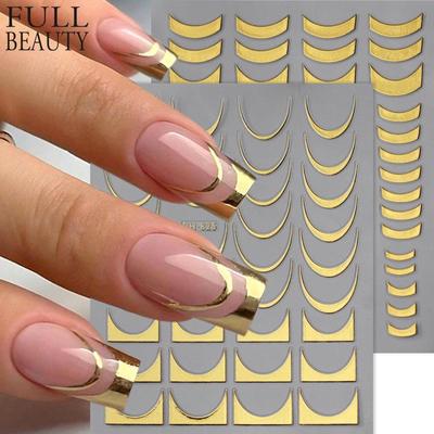 Металлические зеркальные наклейки для ногтей, золотые, серебряные, наклейки для дизайна ногтей, цветные слайдеры, маникюрный декор для ногтей своими руками