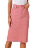 Allegra K Denim Skirt, Mini Skirt, Summer, High-Waisted, Tight, Elastic, Knee-Length, A-Line, Slimming, Casual, Women's, Pink, Size M