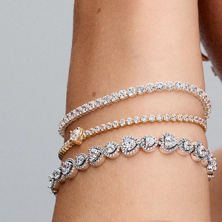 Pandora Браслет-теннисное колье в форме сердца для женщин, золотой 560041C01