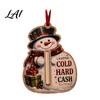 Fun Christmas Gift Accessories 2D Acrylic Cash Holder Ornament Card Hanging Retro Style Holiday Ornaments Xmas Tree Decor Reusable Pocket