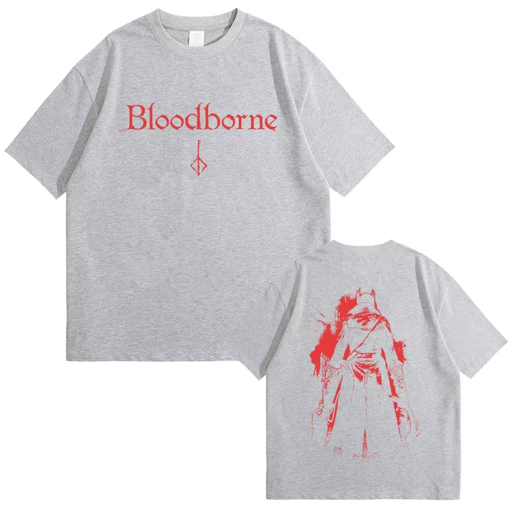 Игра Bloodborne Хоррор Охотник Мерч Футболки Мужские Женские Готический Рок Оверсайз Футболки Мужская Винтажная Футболка 90-х