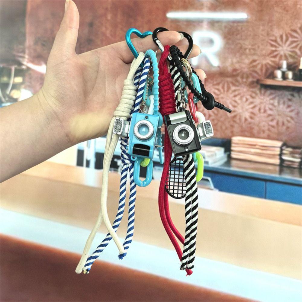 Colorful Mini Keychain Miniature Camera Pendant Cute Nylon Rope Bag Pendant Couple