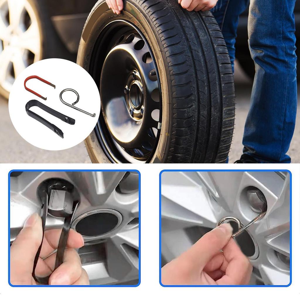 Alloy Wheel Bolt Nut Caps Remover 3 Pieces Tyre Trim Covers Puller Removal Tool Portable Extractor Tweezers Car Repair Accessory