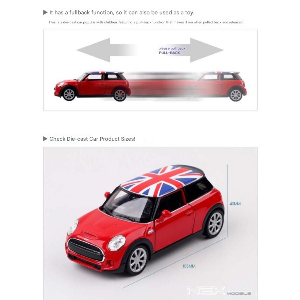 WELLY 4.75" New Mini Hatch Diecast Full Back Mini Car / Red