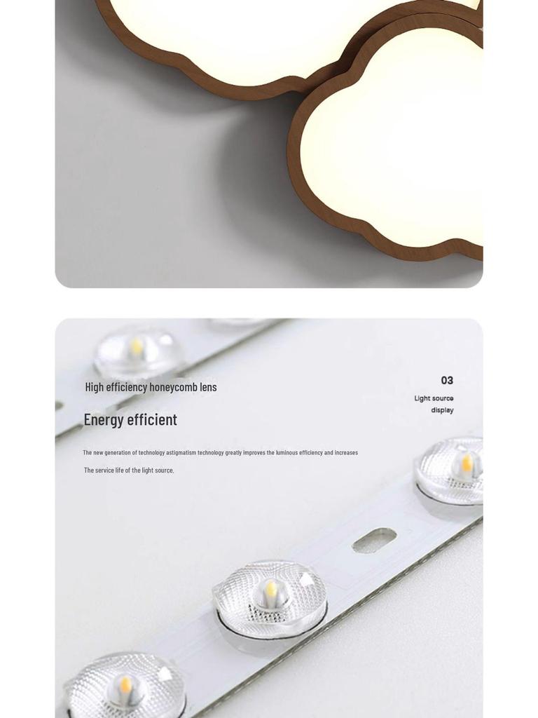 Nordic Style Walnut Solid Wood Ceiling Lamp for Living Room, Bedroom, Study - Eye Protection, Antique Finish