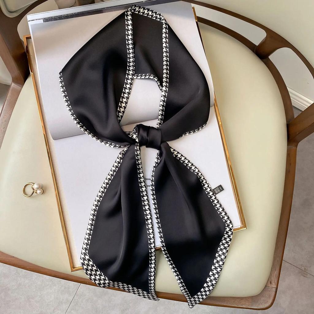 Luxury Long Silk Scarf Female Animal Horse Print Thin Narrow Scarf Bag Hair Band Ribbon Scarfs Women Neckerchief