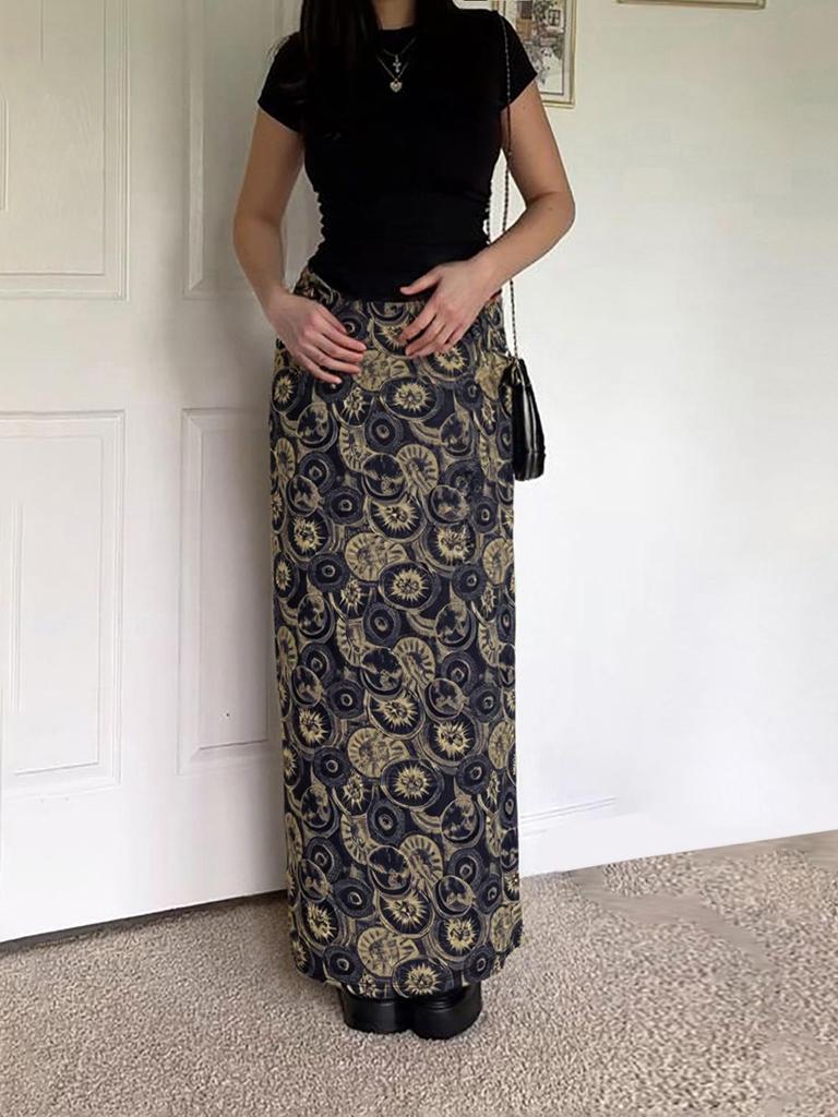 Винтажная европейская и американская ретро-юбка с круглым принтом, стройнящая