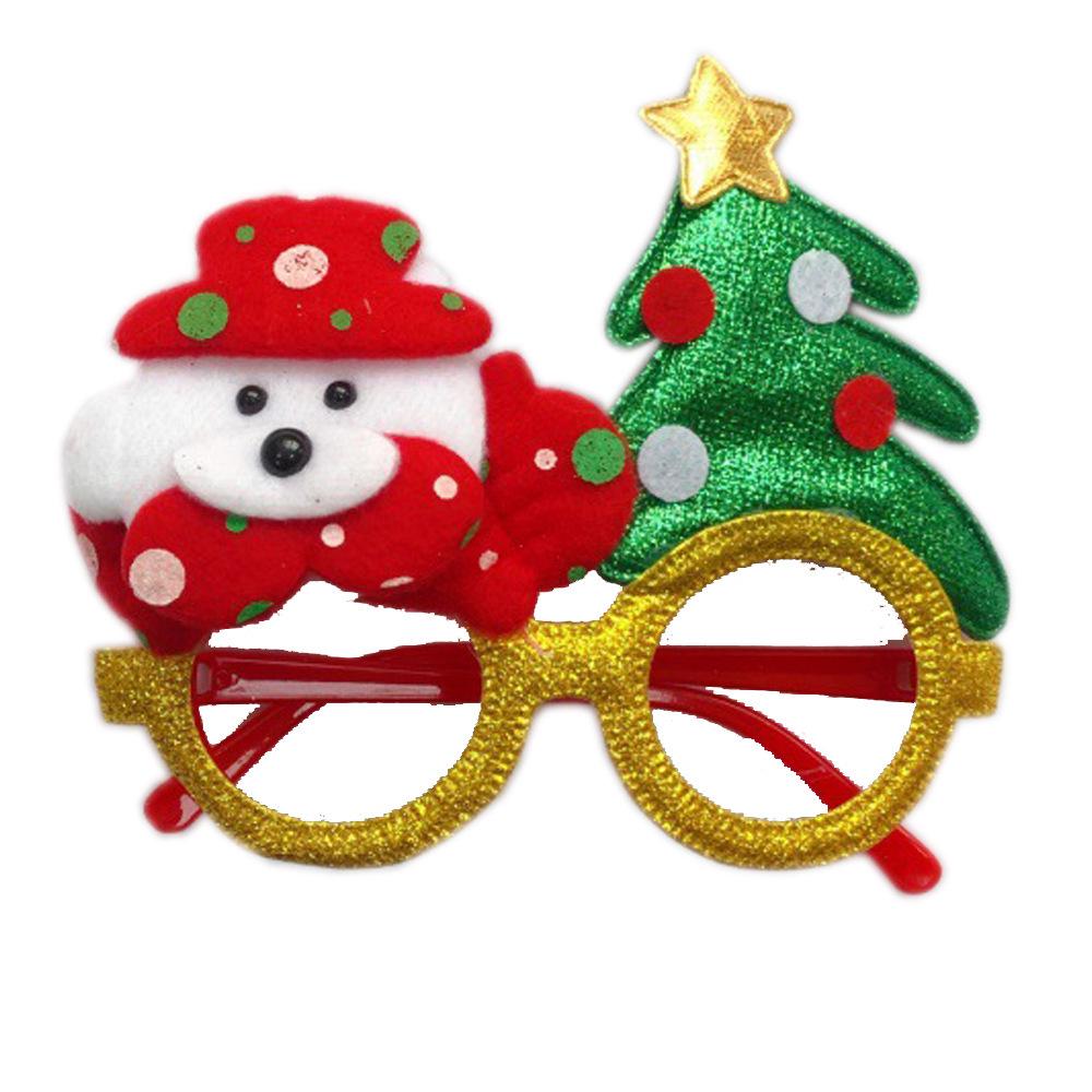 Рождественские мультяшные очки — подарки для взрослых и детей с изображением Санты, снеговика и рогов оленя