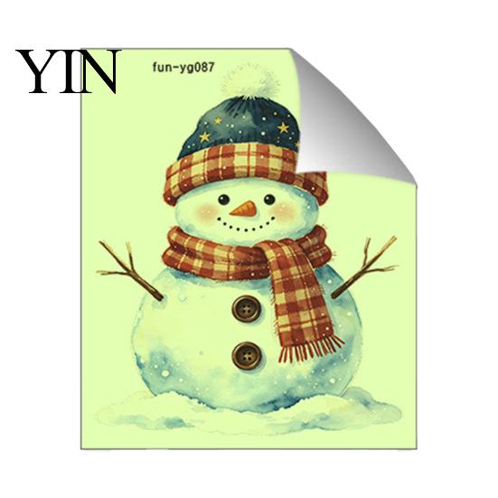 Non Residue Wall Stickers for Appliances Glow in The Dark Snowman Christmas Decor, Removable PVC Winter Scratch Cover Home Decals, Self Adhesive