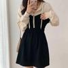 Korean Style Spring Autumn Vintage Ladies Knee-Length Dress Hooded Sweatshirt Long Sleeve Simple Casual Sports Dress Y2k