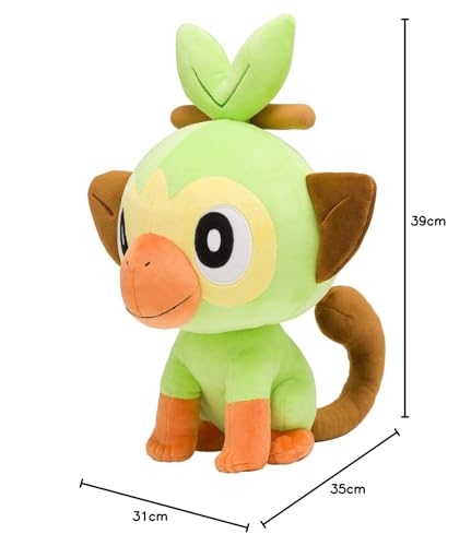 Pokémon Center Original Plush Toy Life-Size Grookey 39 X 31 X 35 Cm (H X W X D)