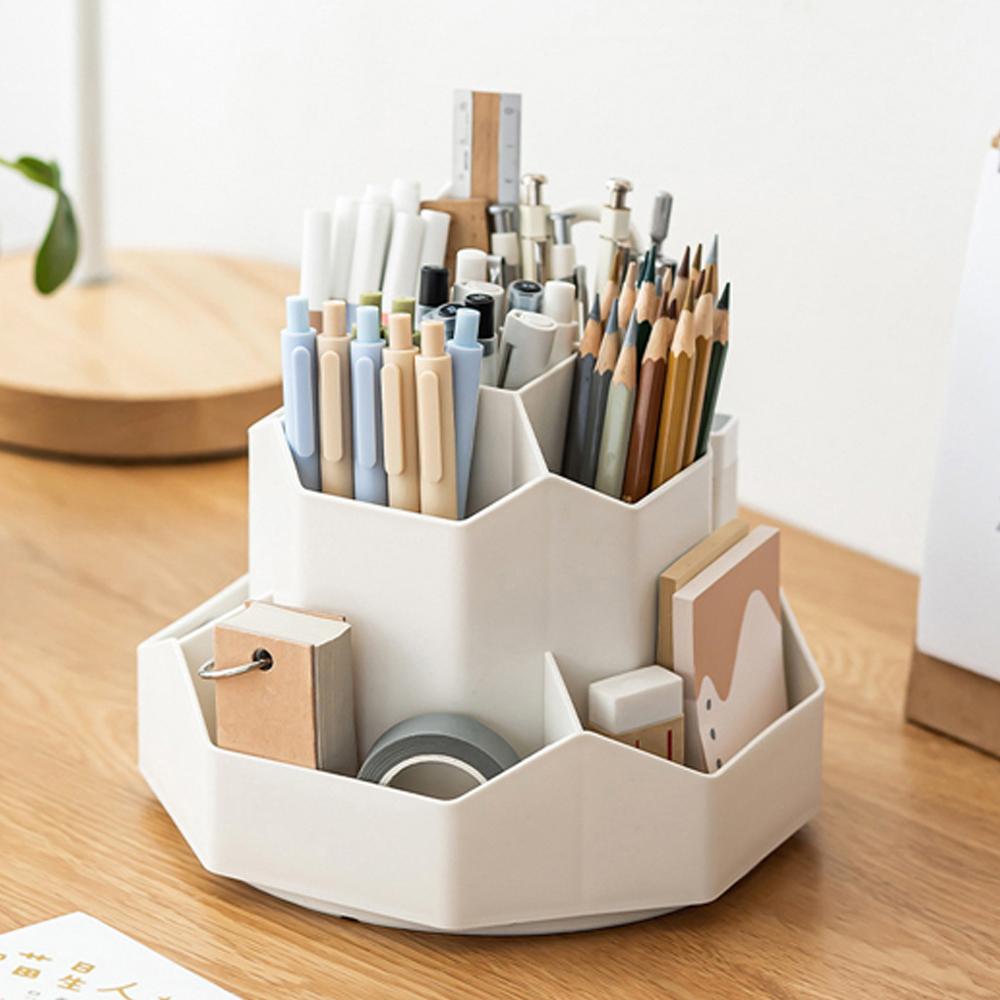 Pencil Pen Holder for Desk 9 Slots 360 Degree Rotatable Desktop Organizer Makeup Brush Storage
