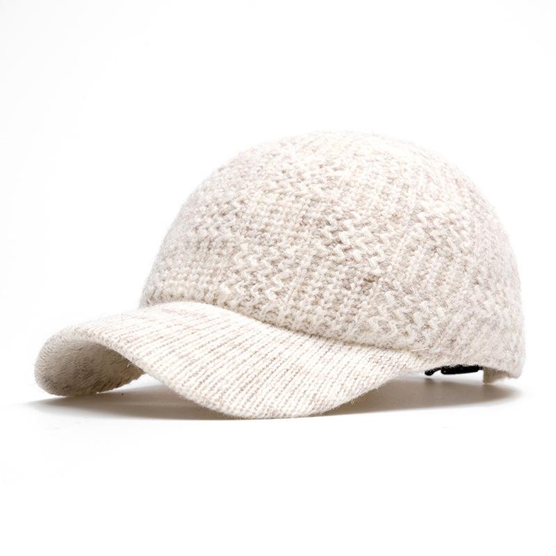 Женская бейсболка осень-зима теплая шерстяная вязаная утепленная кепка