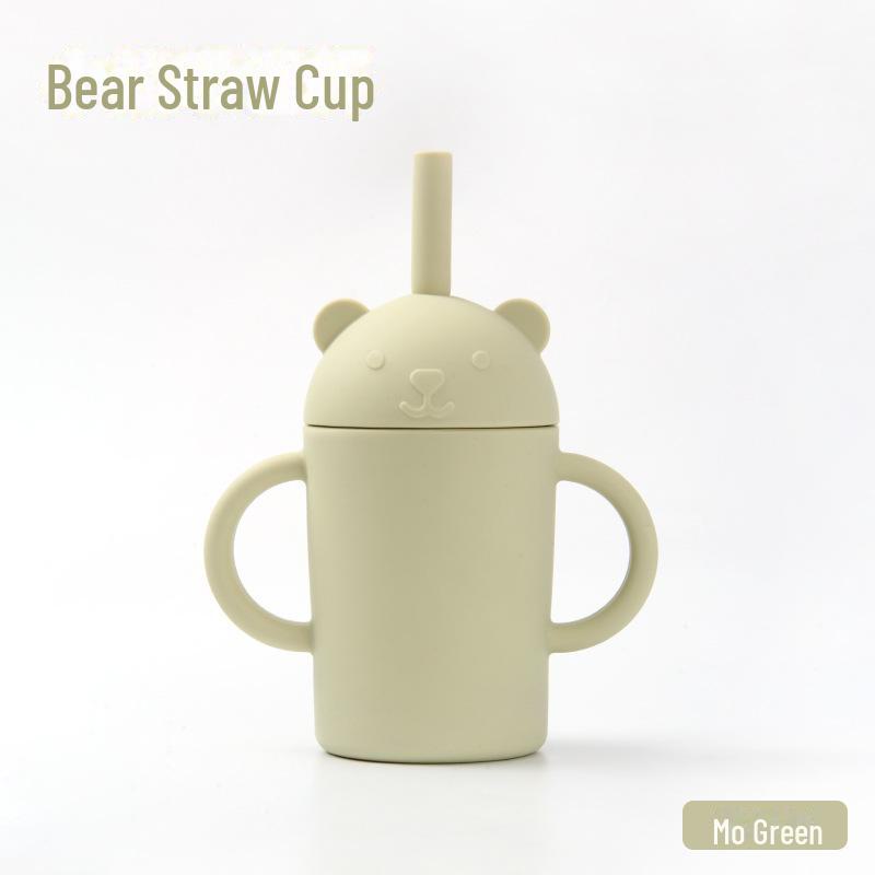 Детский силиконовый поильник с трубочкой для обучения питью, пищевой, устойчивый к падениям, съемный и моющийся, подходит для детей.